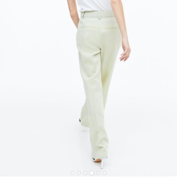 H&M light green trouser linen dress pant size 0 NWOT - Picture 3 of 5